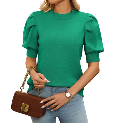 Bluse Puff Sleeve Letvægts Sommer Komfort | Velmira