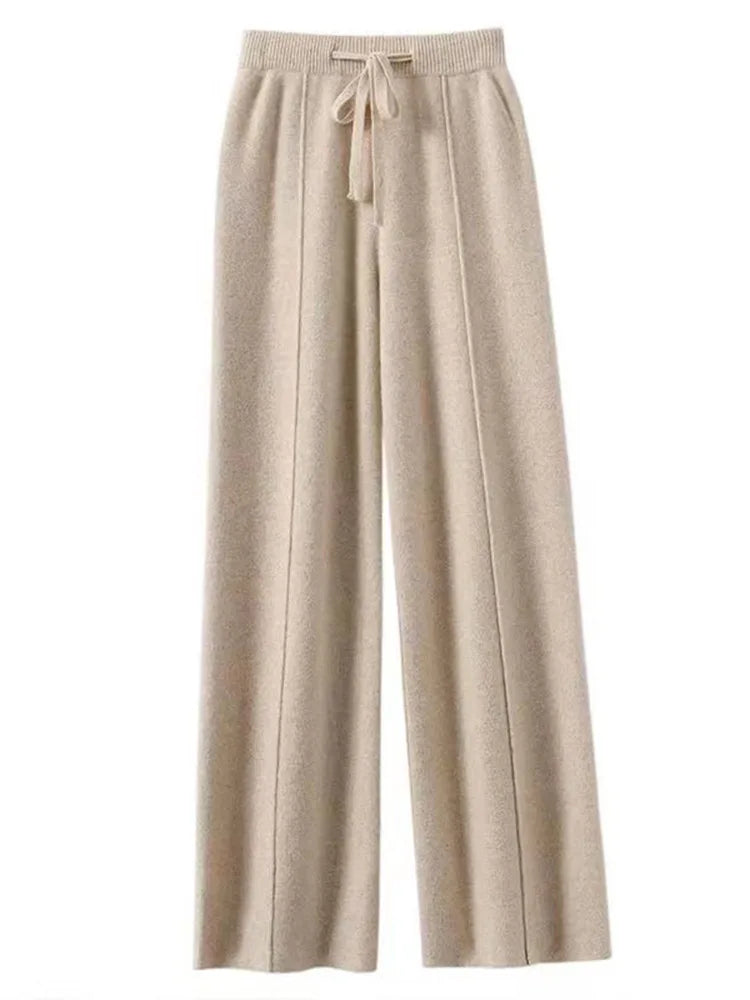 Norwyn Wool Knit Bukser – Højtaljede Uldbukser