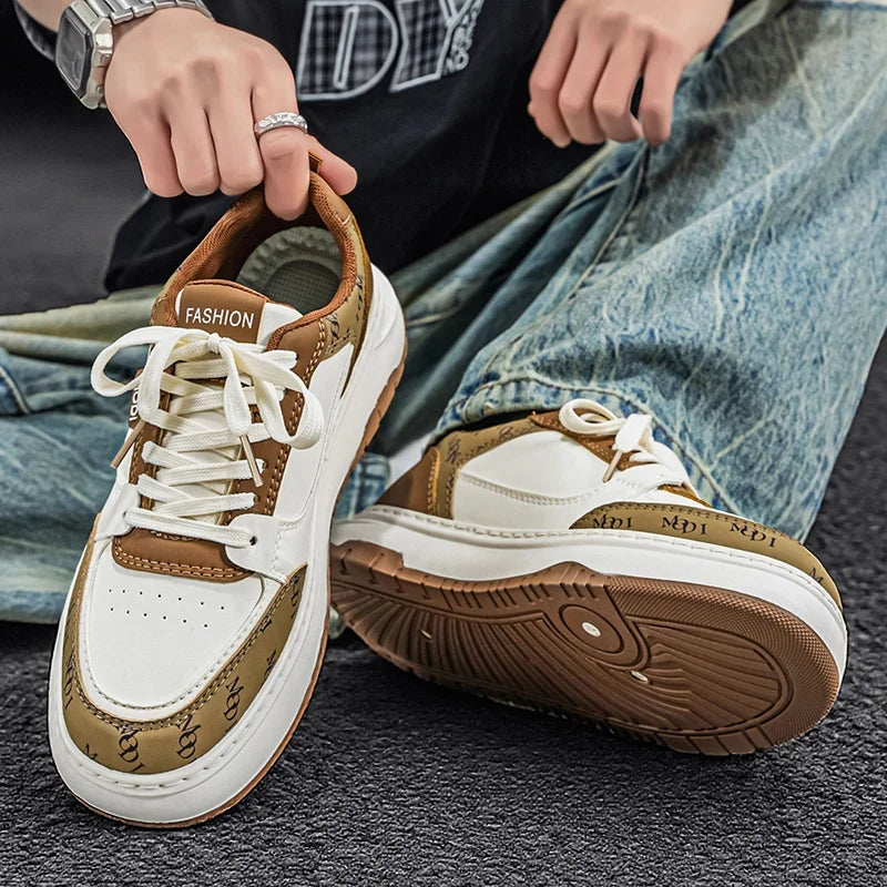 Herre sneakers med plateausål og snørebånd i kunstlæder | Valtor