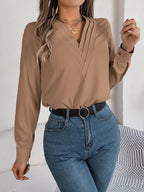 Bluse Chiffon V-hals Langærmet Casual | Mirela