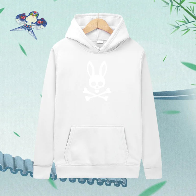 Unisex kaninskalle Hoodie – Casual Streetwear Hættetrøje med Print