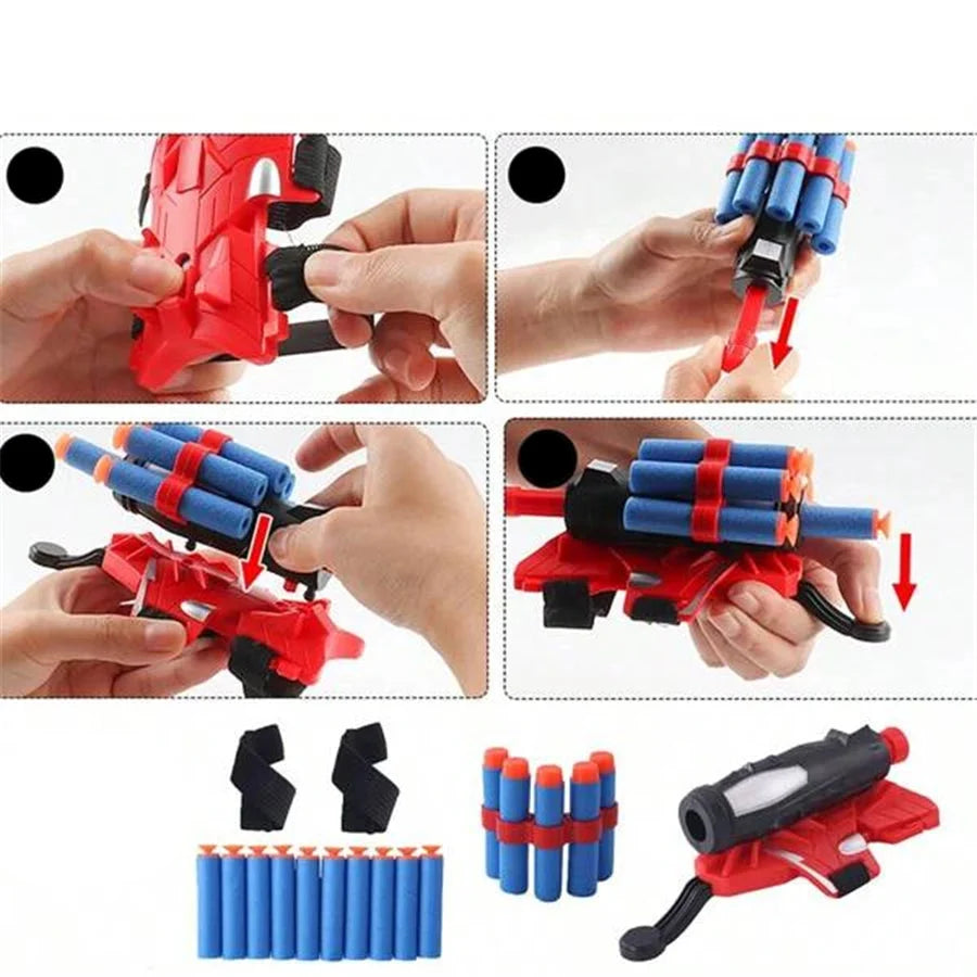 Håndledsmonteret launcher med 20 bløde projektiler til leg | NeroShooter
