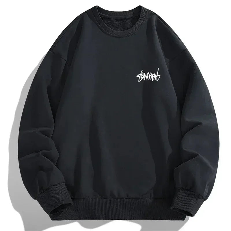 Herresweatshirt i fleece med rund hals lange ærmer pulloverdesign | Guillaume