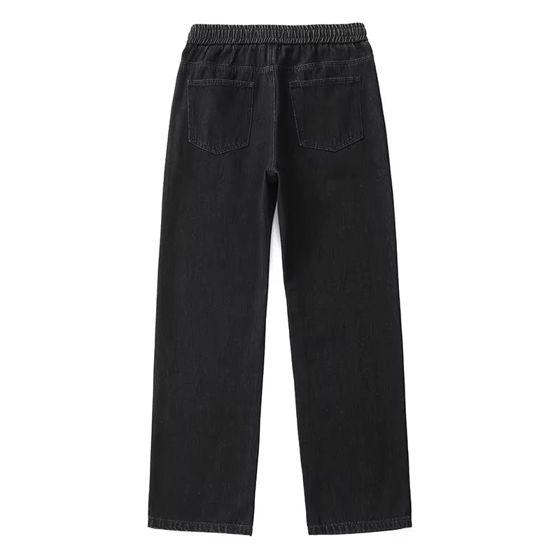 Løstsiddende herrejeans i denim med brede lige ben mellemhøj talje | Paul