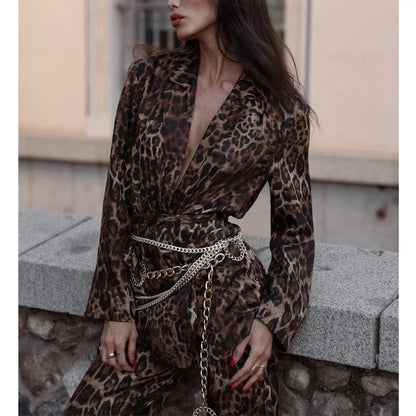 Dame Buksesæt Leopardmønster Blazer | Diva