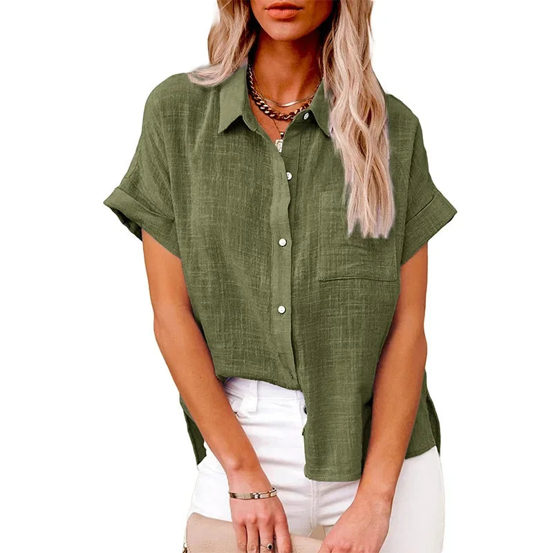 Blouse Løs Casual Sommer Kortærmet | Elvoro