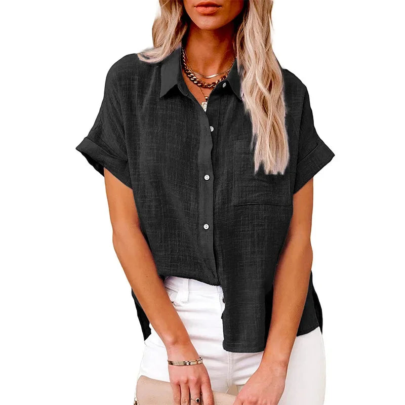 Blouse Løs Casual Sommer Kortærmet | Elvoro