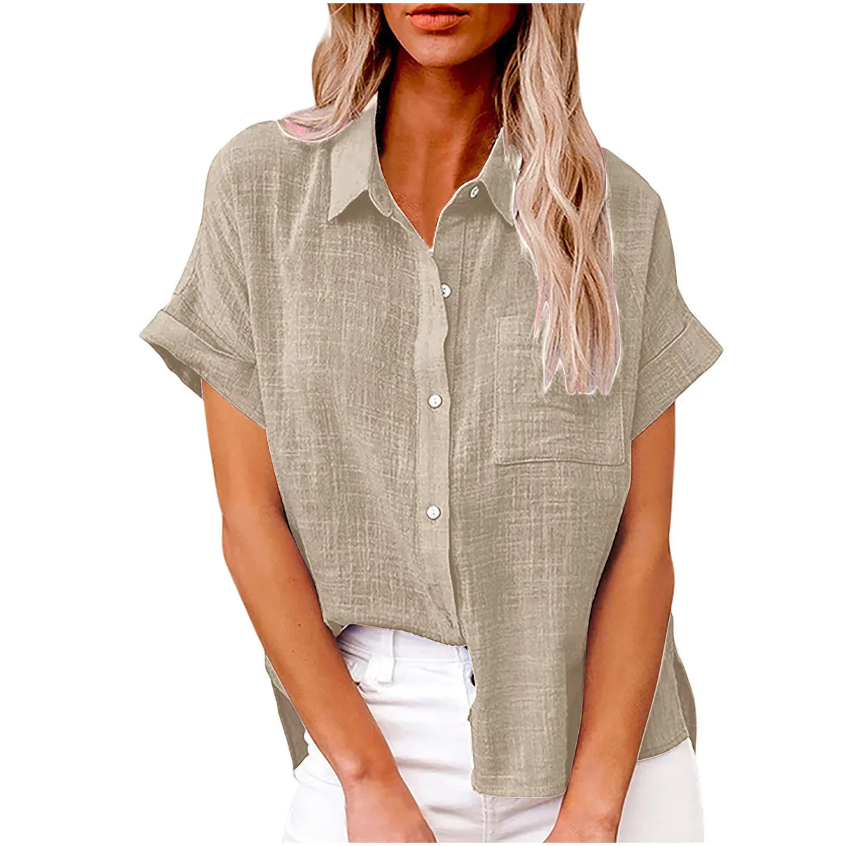 Blouse Løs Casual Sommer Kortærmet | Elvoro