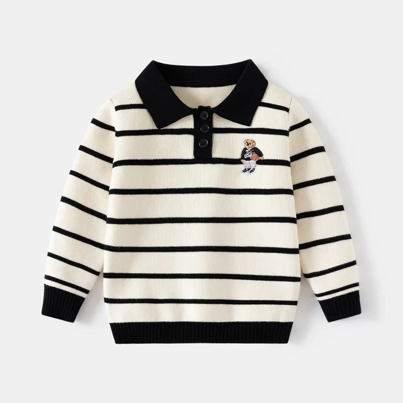 Kenvor Lio Unisex Børnesweater Stribet Langærmet Varm Vinter Komfort