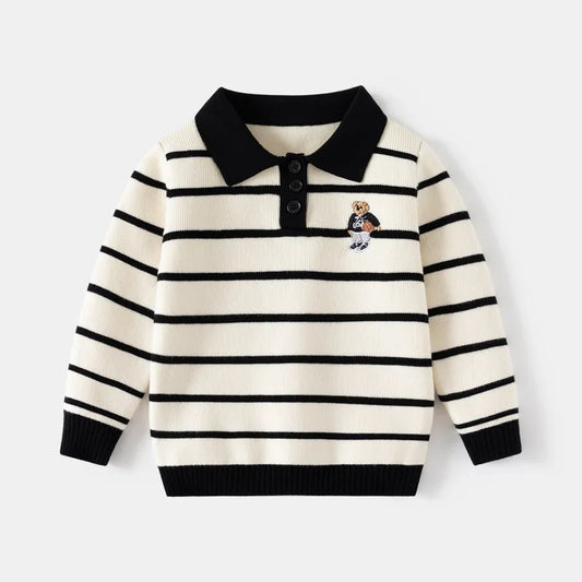 Kenvor Lio Unisex Børnesweater Stribet Langærmet Varm Vinter Komfort
