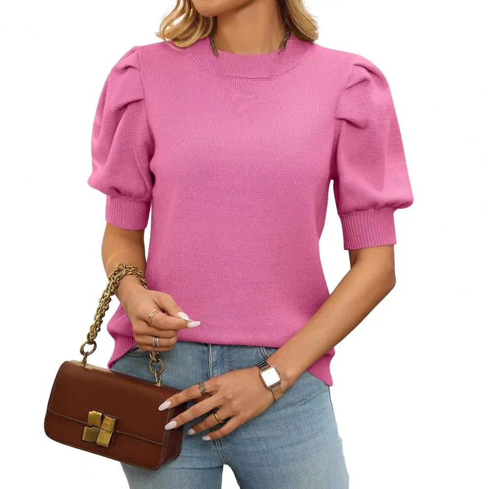 Bluse Puff Sleeve Letvægts Sommer Komfort | Velmira