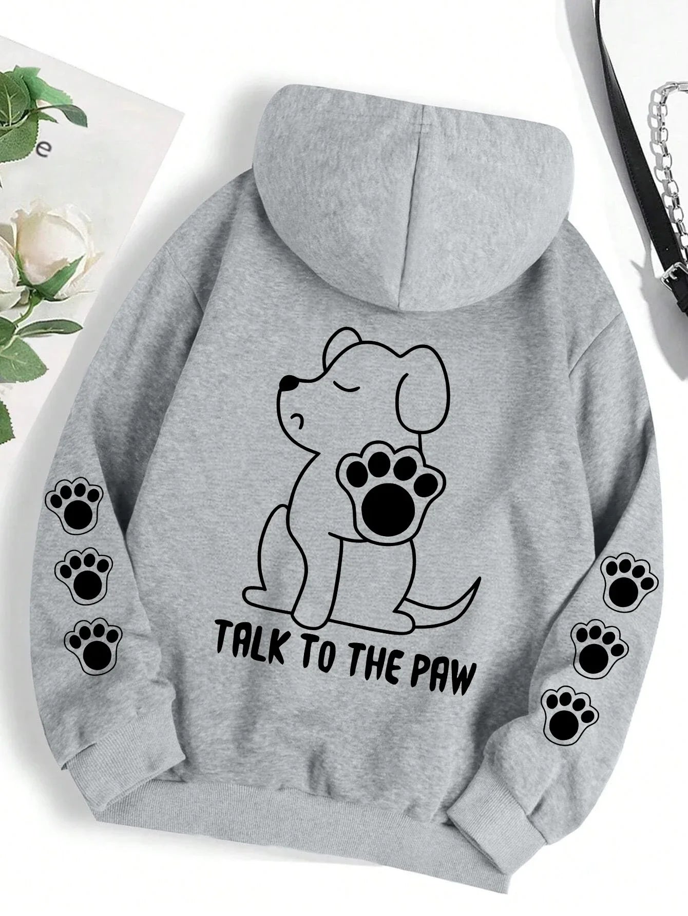 Unisex Hoodie med Hundemotiv – Fleece Hættetrøje i Afslappet Pasform