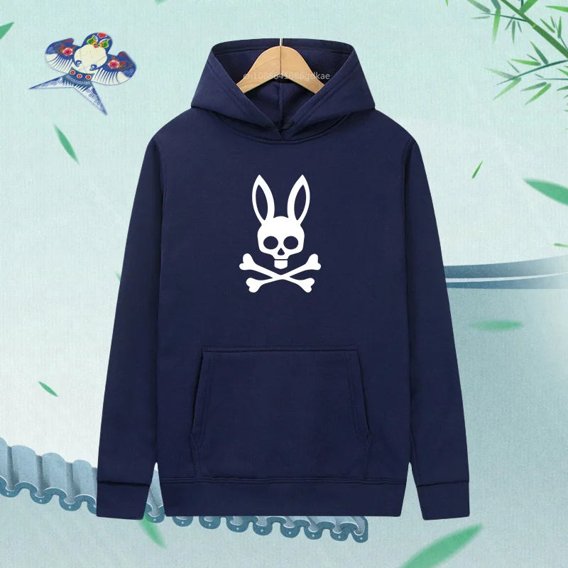 Unisex kaninskalle Hoodie – Casual Streetwear Hættetrøje med Print
