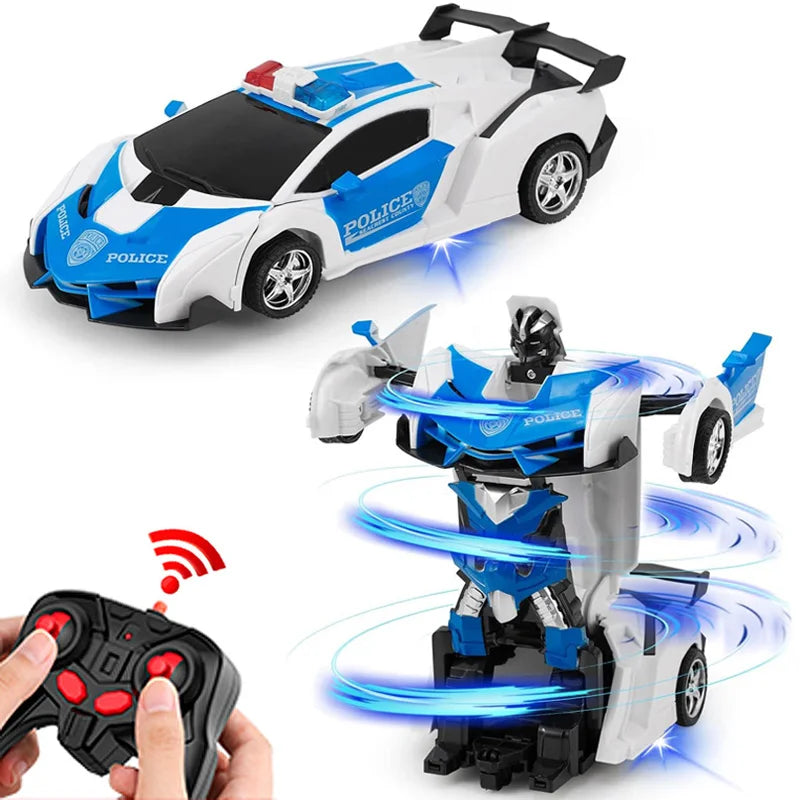 Fjernstyret transformerende robotbil med 360° rotation lys og fjernbetjening | AutoScar