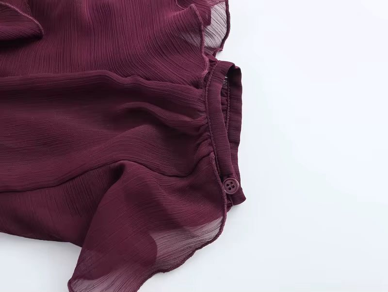 Dame Chiffonbluse V-Hals Flæser | Avelis
