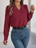 Bluse Chiffon V-hals Langærmet Casual | Mirela
