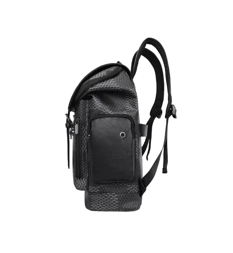 Unisex rygsæk i PU med laptoprum ternet design og stor kapacitet | Bribag