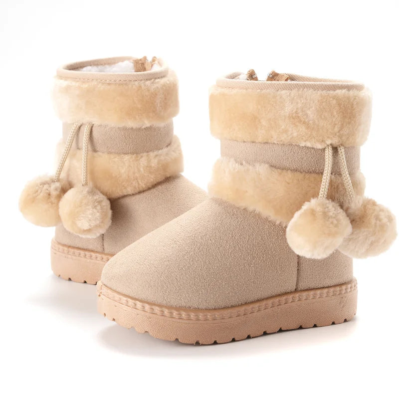 Pigstøvler med plysforing lynlås mikrofiber og slidstærk gummisål | Gisèle