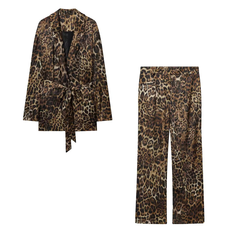 Dame Buksesæt Leopardmønster Blazer | Diva