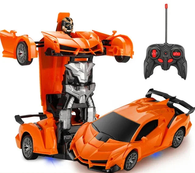 Fjernstyret transformerende robotbil med 360° rotation lys og fjernbetjening | AutoScar