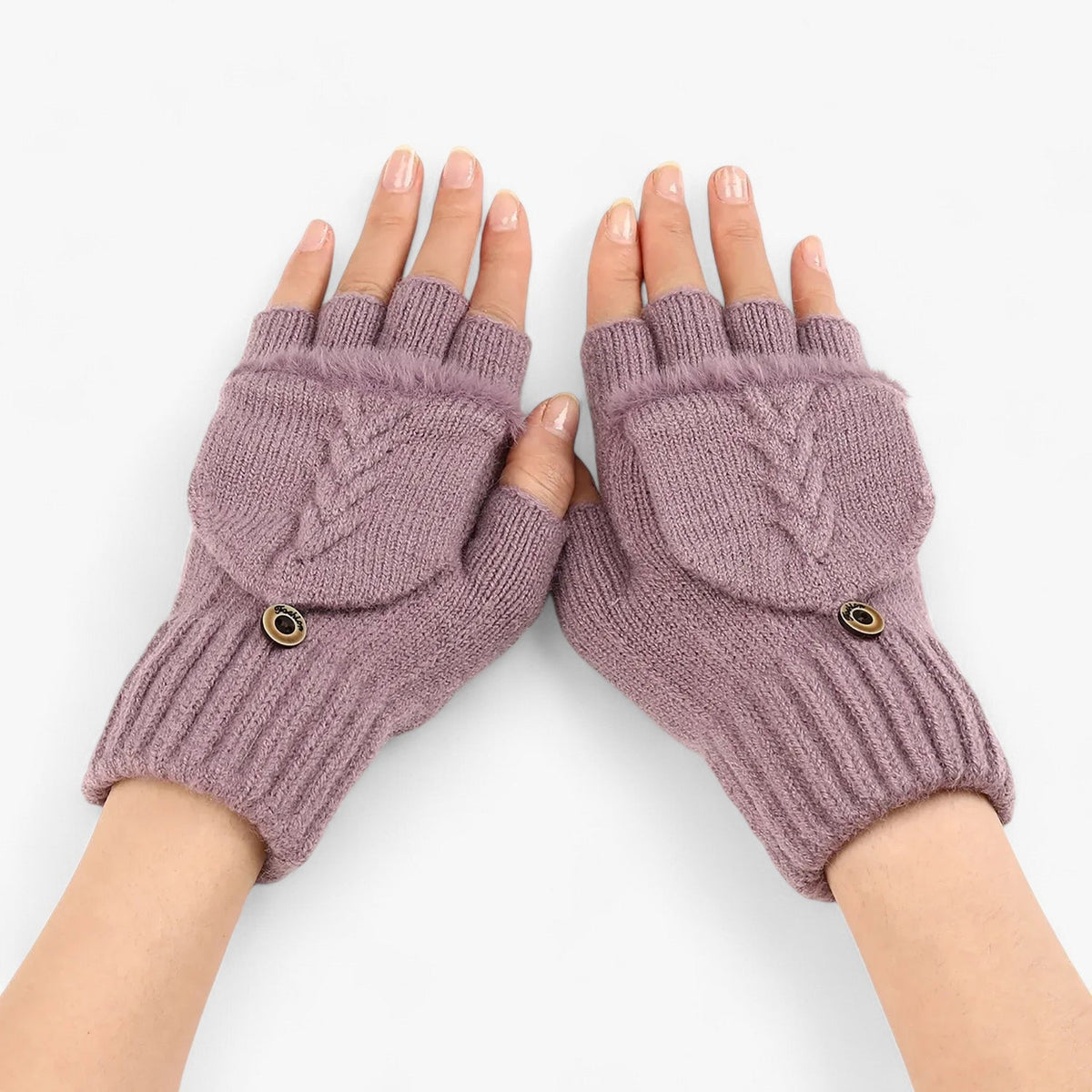 Foldbare strikhandsker til kvinder i tyk bomuldsblanding med fingeradgang | Héloïse