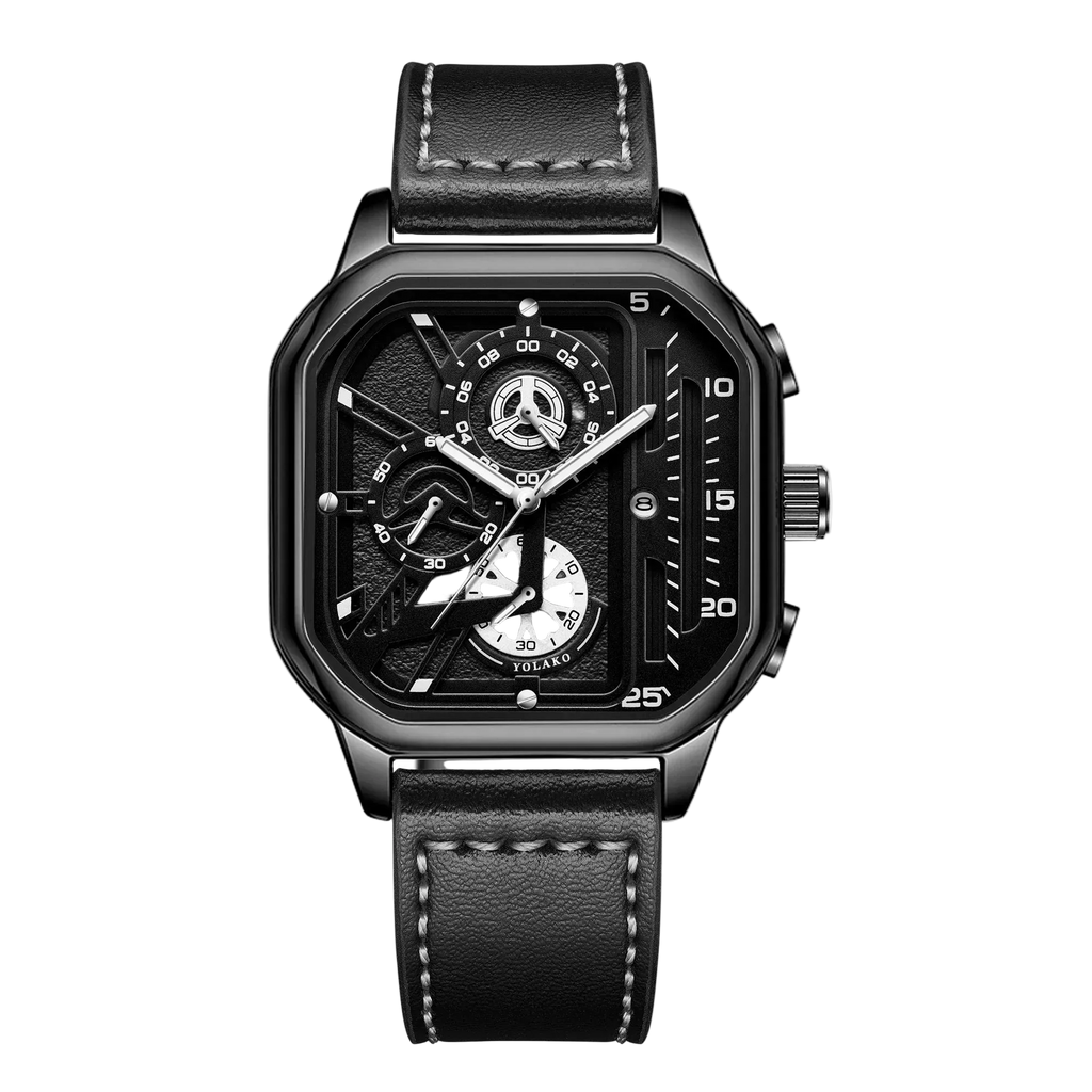 Square Armbåndsur Kvarts Læderrem Analog Design | Velmoro