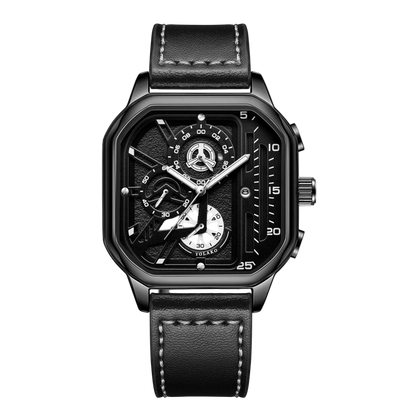 Square Armbåndsur Kvarts Læderrem Analog Design | Velmoro