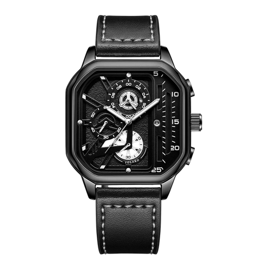 Square Armbåndsur Kvarts Læderrem Analog Design | Velmoro