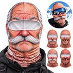 Balaclava ansigtsmaske med realistisk 3D-print elastisk polyester til ski og snowboard | Quentin
