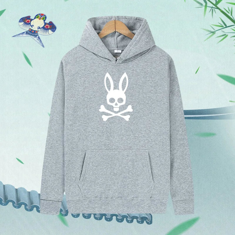 Unisex kaninskalle Hoodie – Casual Streetwear Hættetrøje med Print