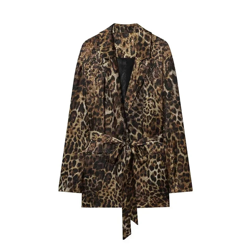 Dame Buksesæt Leopardmønster Blazer | Diva