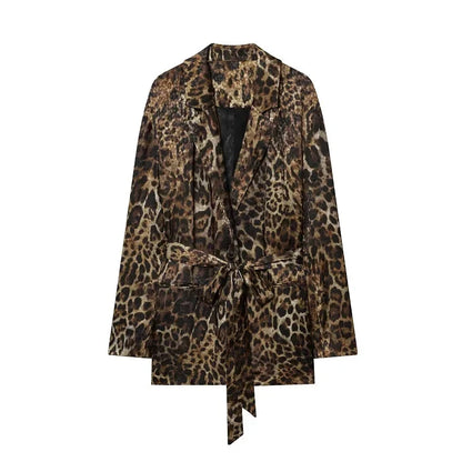 Dame Buksesæt Leopardmønster Blazer | Diva