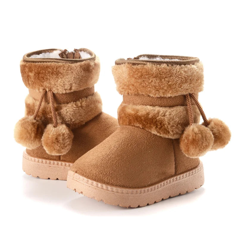 Pigstøvler med plysforing lynlås mikrofiber og slidstærk gummisål | Gisèle
