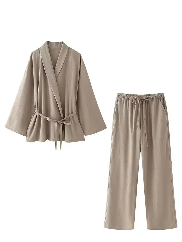 Sæt 2-delt Blazer V-Hals Wide Leg | Estrella