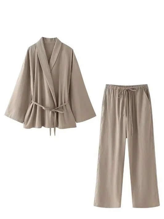 Sæt 2-delt Blazer V-Hals Wide Leg | Estrella
