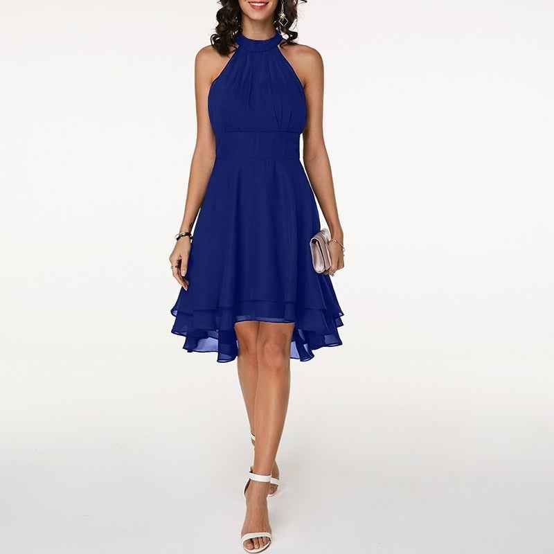 Midi jurk : Midi Jurk Dames: Soepelvallend Model met Fijne Plooien in Blauw van Pantinoshop