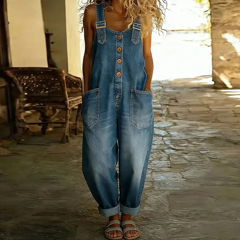 Wide Leg Jumpsuit Høj Talje Polyester | Salenza