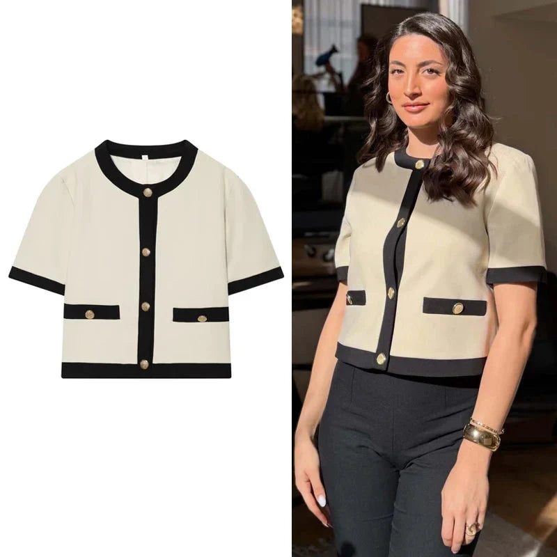 Kort Blazer Rund Hals Klassisk | Marie