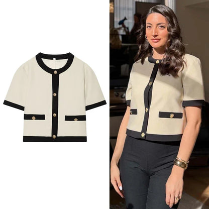 Kort Blazer Rund Hals Klassisk | Marie