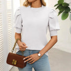 Bluse Puff Sleeve Letvægts Sommer Komfort | Velmira