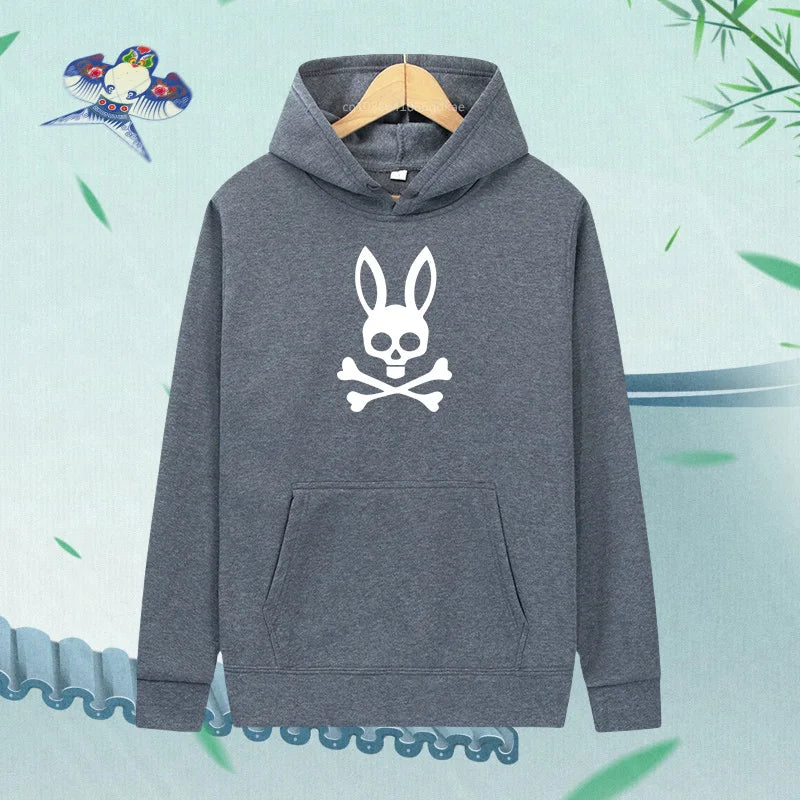 Unisex kaninskalle Hoodie – Casual Streetwear Hættetrøje med Print