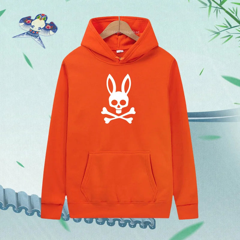 Unisex kaninskalle Hoodie – Casual Streetwear Hættetrøje med Print