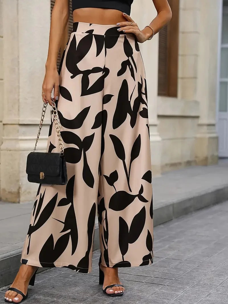 Zenvira Loose Fit Bukser Elastisk Talje Casual Komfort Print Forår Efterår