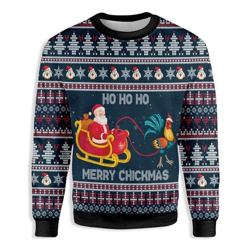Unisex julesweatshirt med 3D-print rund hals lange ærmer let polyester | Noël