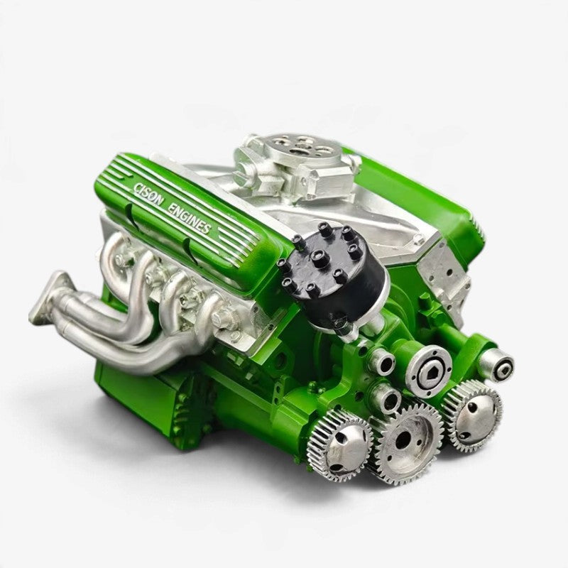 Mini V8 benzinmotor byggesæt med metaldele og CDI-tænding | Chargabuc