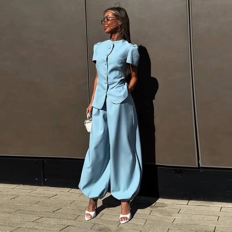 Sæt Slim Elegant Lanterne Ærmer Sommer | Velmira