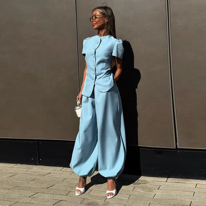 Sæt Slim Elegant Lanterne Ærmer Sommer | Velmira
