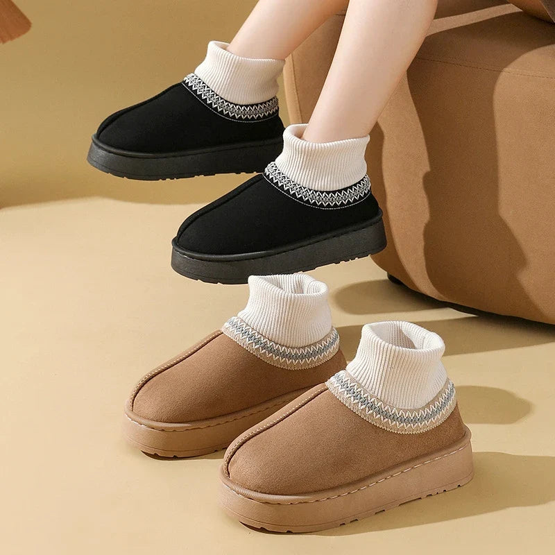 Forede damesko med plys imiteret ruskind slip-on høj model | Iris