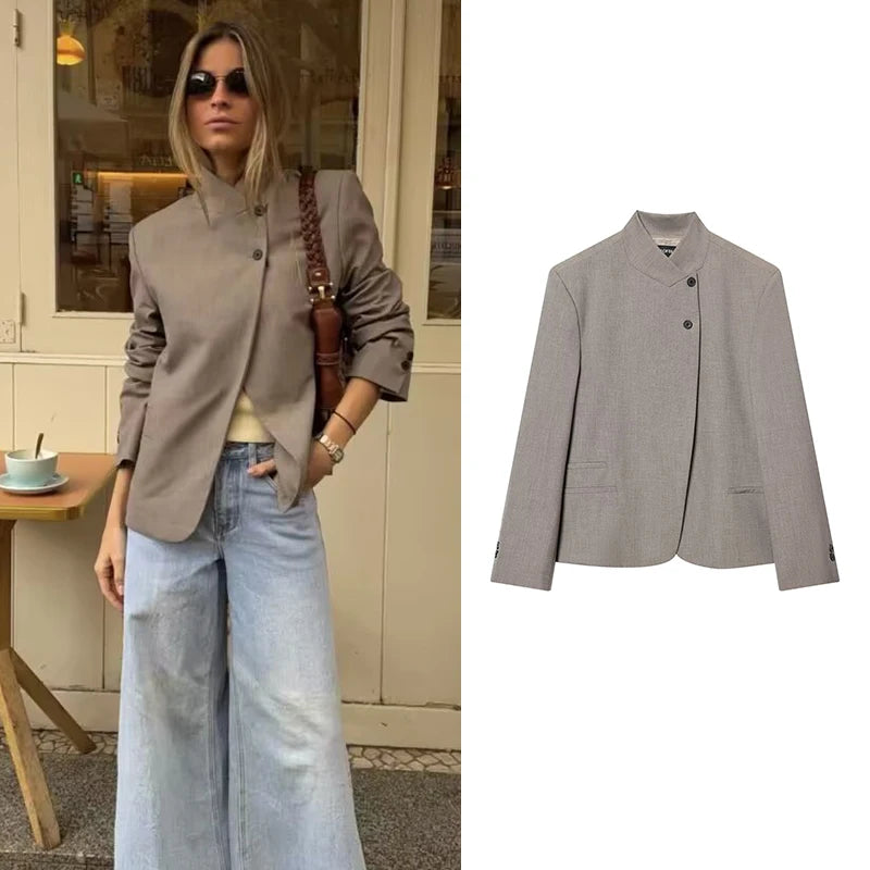 Blazer Stand Collar Casual Lightweight | Elvyn
