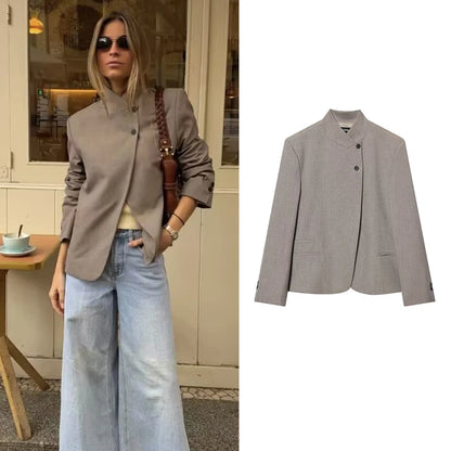 Blazer Stand Collar Casual Lightweight | Elvyn